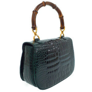 Gucci top bag Black Bamboo handle